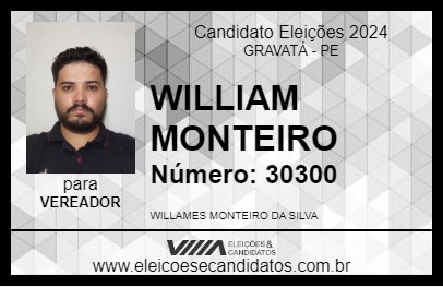 Candidato WILLIAM MONTEIRO 2024 - GRAVATÁ - Eleições