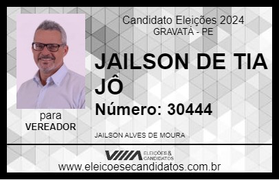 Candidato JAILSON DE TIA JÔ 2024 - GRAVATÁ - Eleições