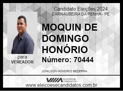 Candidato MOQUIN DE DOMINGO HONÓRIO 2024 - CARNAUBEIRA DA PENHA - Eleições