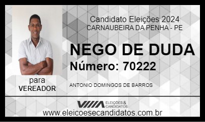 Candidato NEGO DE DUDA 2024 - CARNAUBEIRA DA PENHA - Eleições