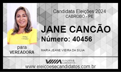 Candidato JANE CANCÃO 2024 - CABROBÓ - Eleições