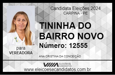 Candidato TININHA DO BAIRRO NOVO 2024 - CARPINA - Eleições