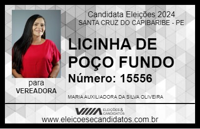 Candidato LICINHA DE POÇO FUNDO 2024 - SANTA CRUZ DO CAPIBARIBE - Eleições