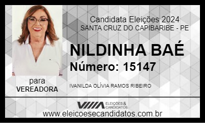 Candidato NILDINHA BAÉ 2024 - SANTA CRUZ DO CAPIBARIBE - Eleições