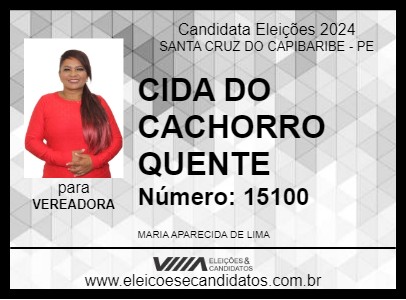 Candidato CIDA DO CACHORRO QUENTE 2024 - SANTA CRUZ DO CAPIBARIBE - Eleições