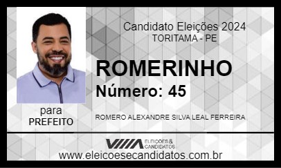 Candidato ROMERINHO 2024 - TORITAMA - Eleições