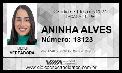 Candidato ANINHA ALVES 2024 - TACARATU - Eleições