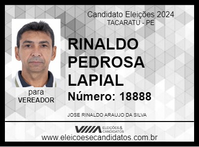 Candidato RINALDO PEDROSA LAPIAL 2024 - TACARATU - Eleições