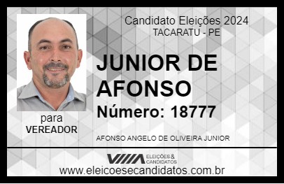 Candidato JUNIOR DE AFONSO 2024 - TACARATU - Eleições