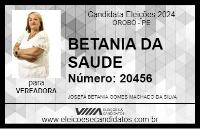 Candidato BETANIA DA SAUDE 2024 - OROBÓ - Eleições