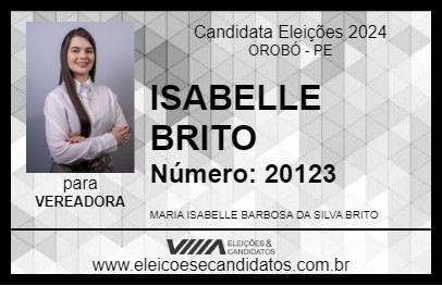 Candidato ISABELLE BRITO 2024 - OROBÓ - Eleições