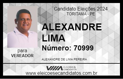 Candidato ALEXANDRE LIMA 2024 - TORITAMA - Eleições