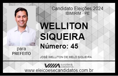 Candidato WELLITON SIQUEIRA 2024 - IBIMIRIM - Eleições