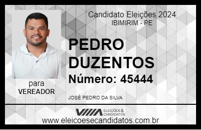 Candidato PEDRO DUZENTOS 2024 - IBIMIRIM - Eleições