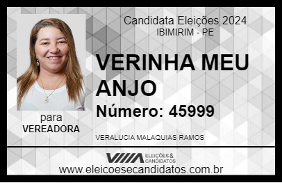 Candidato VERINHA MEU ANJO 2024 - IBIMIRIM - Eleições