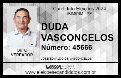 Candidato DUDA VASCONCELOS 2024 - IBIMIRIM - Eleições