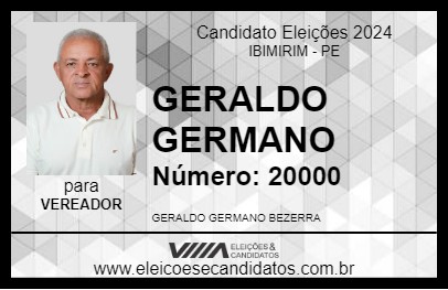 Candidato GERALDO GERMANO 2024 - IBIMIRIM - Eleições