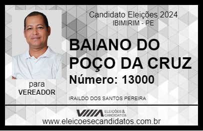 Candidato BAIANO DO POÇO DA CRUZ 2024 - IBIMIRIM - Eleições