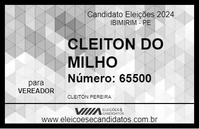 Candidato CLEITON DO MILHO 2024 - IBIMIRIM - Eleições