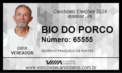 Candidato BIO DO PORCO 2024 - IBIMIRIM - Eleições