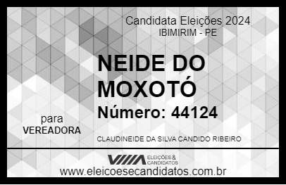 Candidato NEIDE DO MOXOTÓ 2024 - IBIMIRIM - Eleições