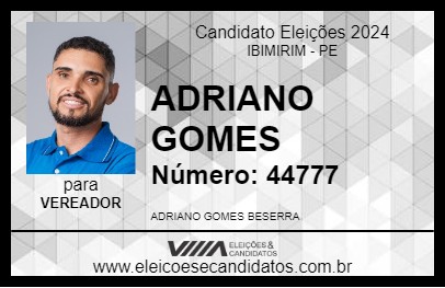 Candidato ADRIANO GOMES 2024 - IBIMIRIM - Eleições