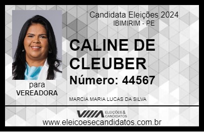 Candidato CALINE DE CLEUBER 2024 - IBIMIRIM - Eleições