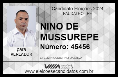 Candidato MINO DE MUSSUREPE 2024 - PAUDALHO - Eleições