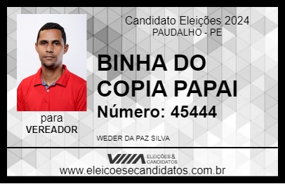 Candidato BINHA DO COPIA PAPAI 2024 - PAUDALHO - Eleições