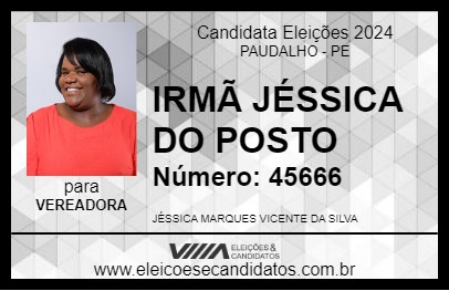 Candidato IRMÃ JÉSSICA DO POSTO 2024 - PAUDALHO - Eleições