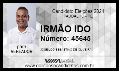 Candidato IRMÃO IDO 2024 - PAUDALHO - Eleições