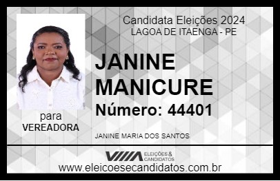 Candidato JANINE MANICURE 2024 - LAGOA DE ITAENGA - Eleições