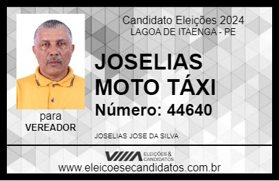 Candidato JOSELIAS MOTO TÁXI 2024 - LAGOA DE ITAENGA - Eleições