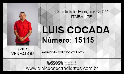 Candidato LUIS COCADA 2024 - ITAÍBA - Eleições