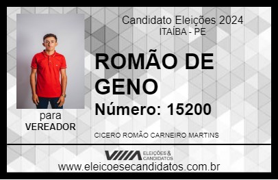 Candidato ROMÃO DE GENO 2024 - ITAÍBA - Eleições