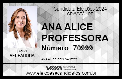 Candidato ANA ALICE PROFESSORA 2024 - GRAVATÁ - Eleições