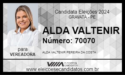 Candidato ALDA VALTENIR 2024 - GRAVATÁ - Eleições