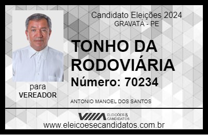 Candidato TONHO DA RODOVIÁRIA 2024 - GRAVATÁ - Eleições