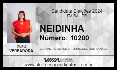 Candidato NEIDINHA 2024 - ITAÍBA - Eleições