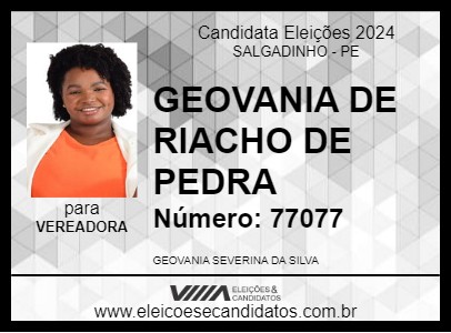 Candidato GEOVANIA DE RIACHO DE PEDRA 2024 - SALGADINHO - Eleições