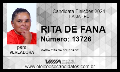 Candidato RITA DE FANA 2024 - ITAÍBA - Eleições