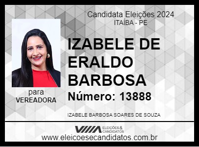 Candidato IZABELE DE ERALDO BARBOSA 2024 - ITAÍBA - Eleições