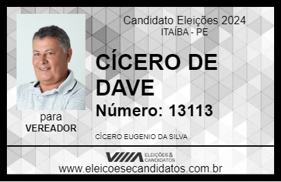 Candidato CÍCERO DE DAVE 2024 - ITAÍBA - Eleições