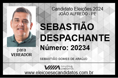 Candidato SEBASTIÃO DESPACHANTE 2024 - JOÃO ALFREDO - Eleições