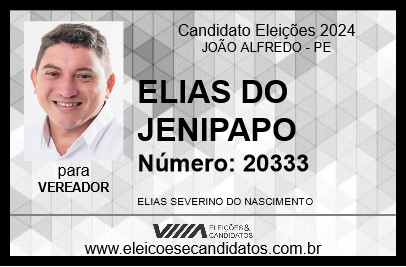 Candidato ELIAS DO JENIPAPO 2024 - JOÃO ALFREDO - Eleições