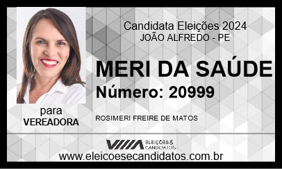 Candidato MERI DA SAÚDE 2024 - JOÃO ALFREDO - Eleições