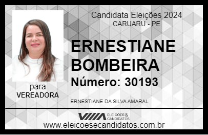 Candidato ERNESTIANE BOMBEIRA 2024 - CARUARU - Eleições