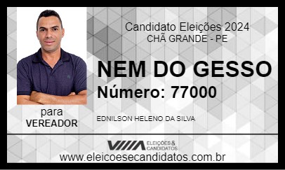 Candidato NEM DO GESSO 2024 - CHÃ GRANDE - Eleições