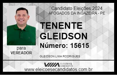 Candidato TENENTE GLEIDSON 2024 - AFOGADOS DA INGAZEIRA - Eleições