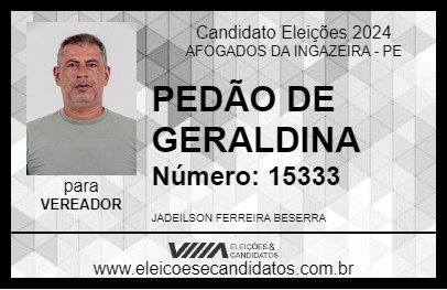 Candidato PEDÃO DE GERALDINA 2024 - AFOGADOS DA INGAZEIRA - Eleições